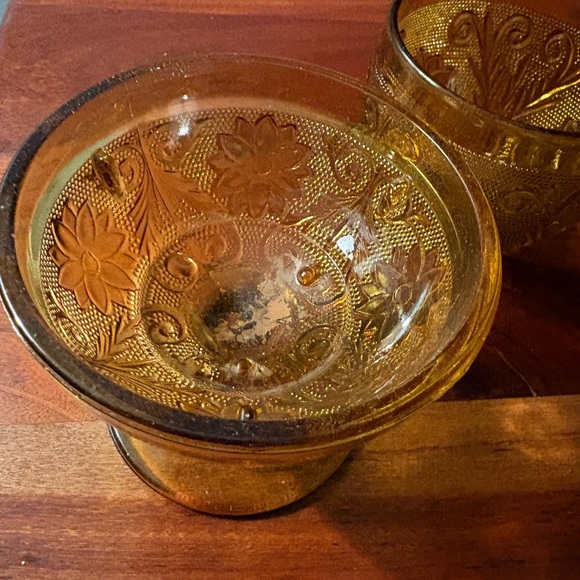 Vintage Tiara Exclusives Amber Fairy Light Sandwich Pattern Indiana Glass - Picture 6 of 7